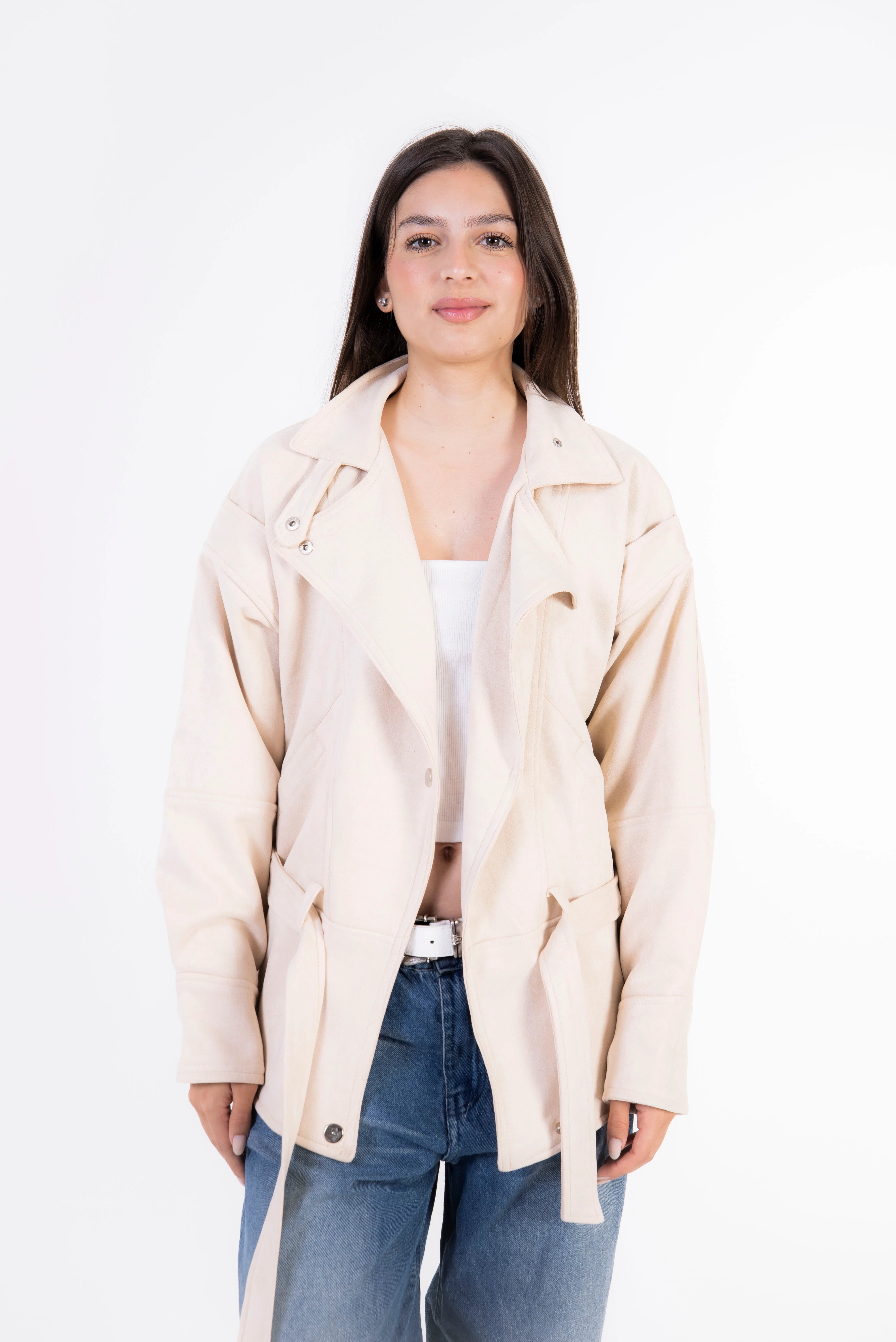 Vintage Suede Jacket - Cream Beige